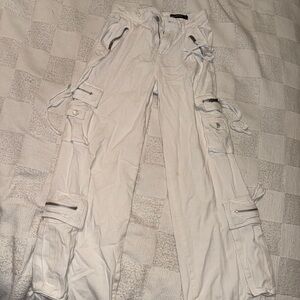 White Cargo Pants with Pockets